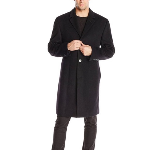 Calvin Klein Black‎ Wool Cashmere Blend Plaza Coat Sz. 42L